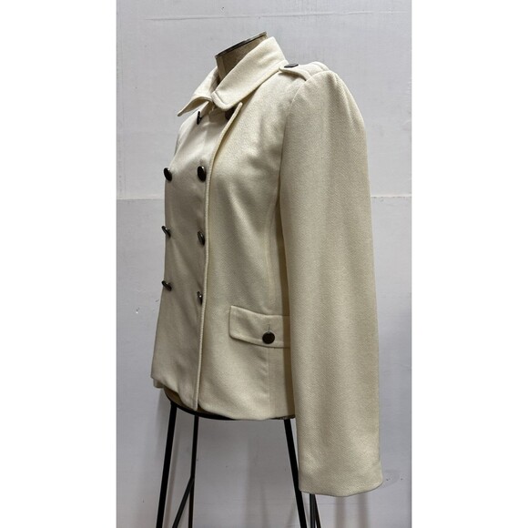 J. CREW women size 8 beige jacket double breasted waist wool ooat - Picture 11 of 16